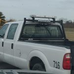 tow truck, truck, trailer, trailer tool rack, truck tool rack, Jeep, ATV, tool holder, tool rack, landscape tool rack, shovel holder, shovel rack